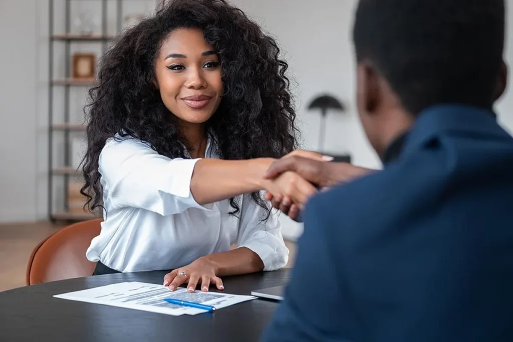 A young woman in an interview. Mistakes to Avoid in Job Interviews