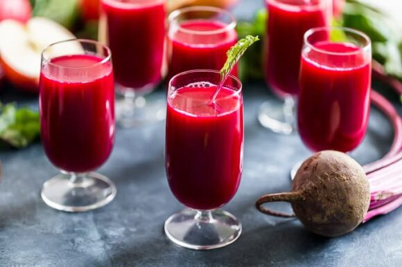 Glasses of Beetroot juice
