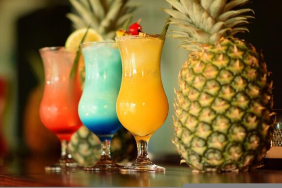 Pineapple and Mocktails in glasses
