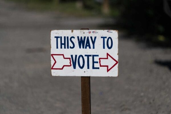 A picture of a polling station, after the government decision to lowering the voting age to 16