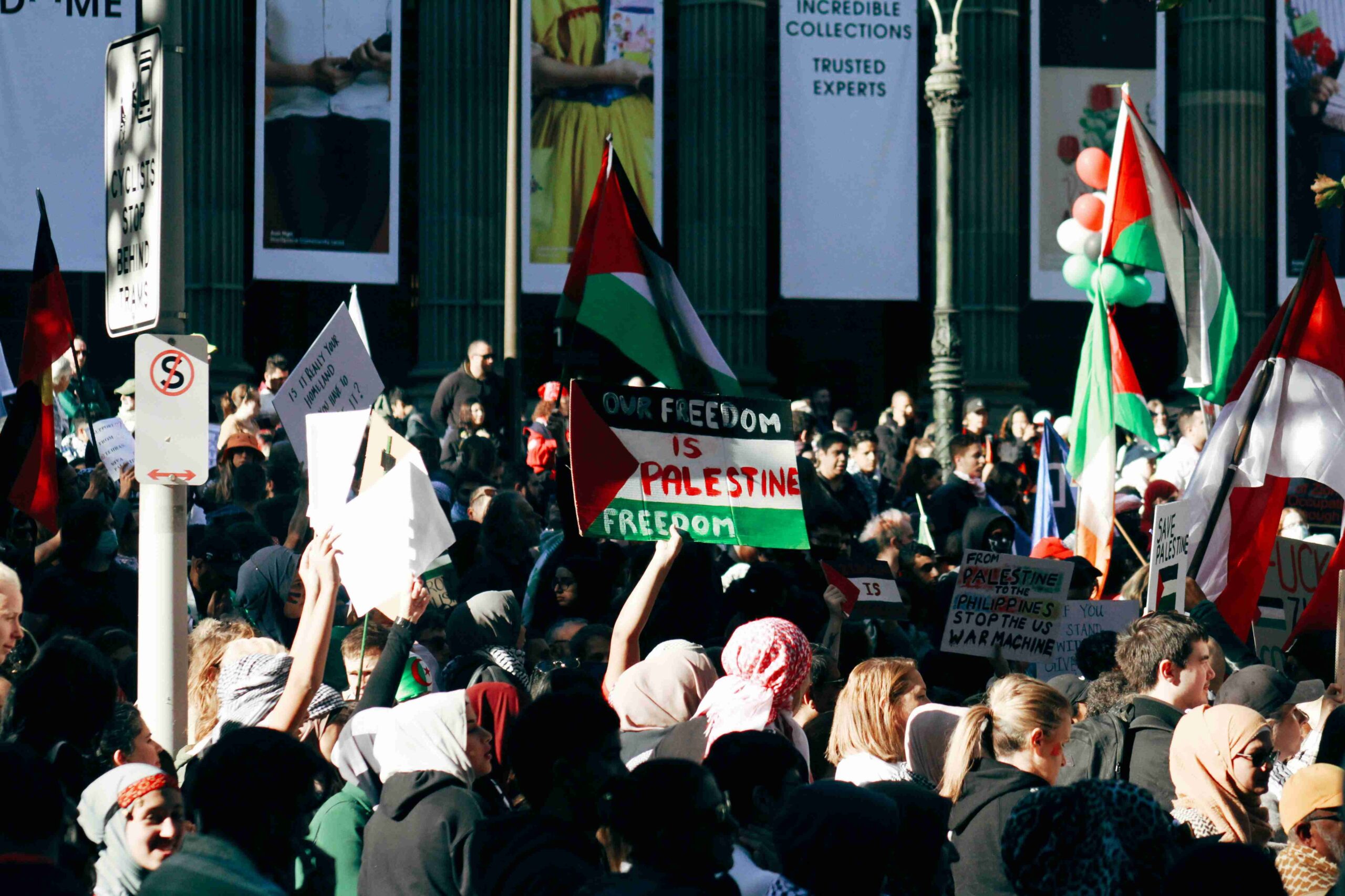 Protest towards free Palestine and supporting Gaza