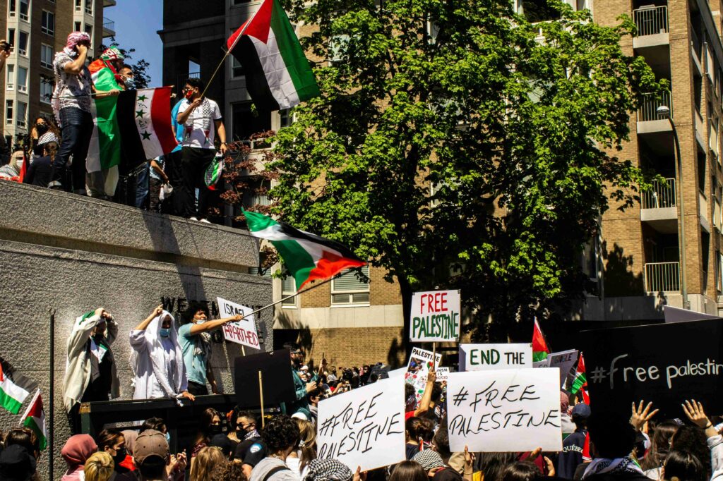 Protest towards free Palestine and supporting Gaza
