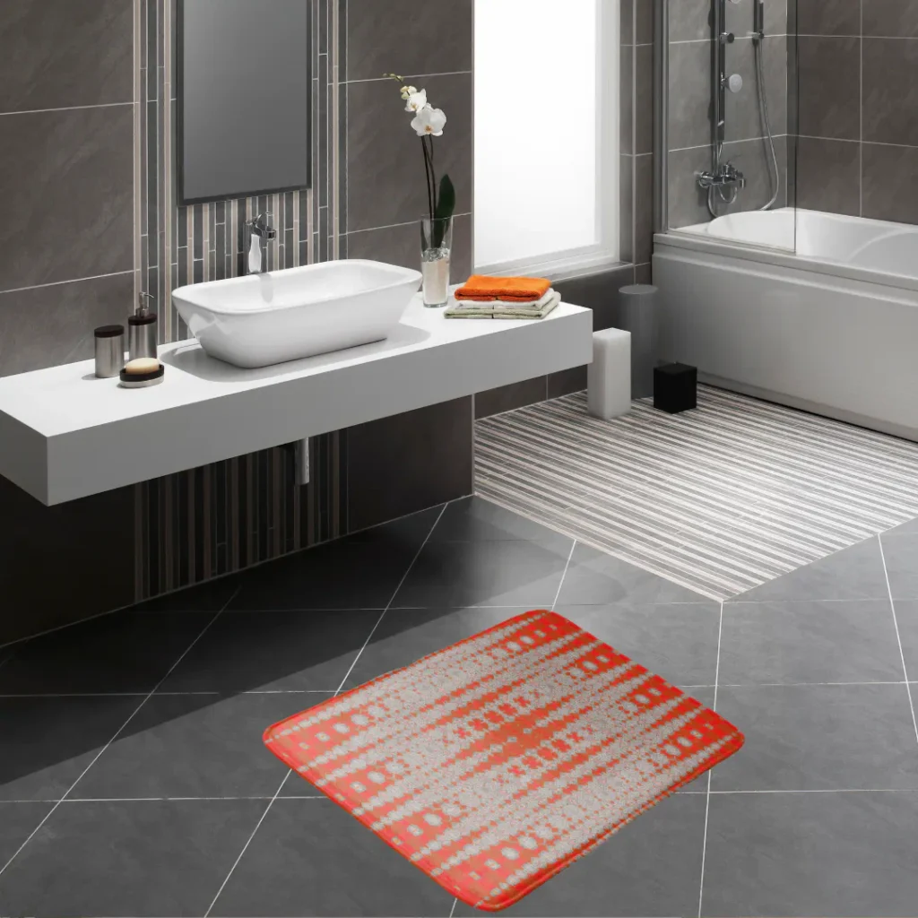 Bold geometric abstract bath mat
