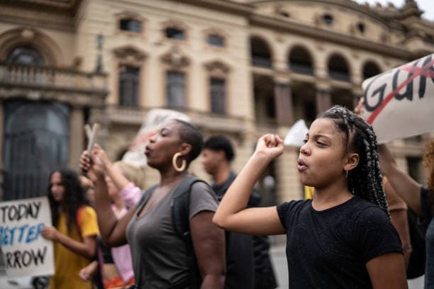 Black children protesting 