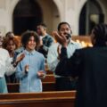 Young people in chuch, to showcase the increase in religious beliefs and practices in Gen Z