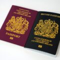 A photo of an old UK passport, (when the UK was a part of the EU), and new UK passport.
