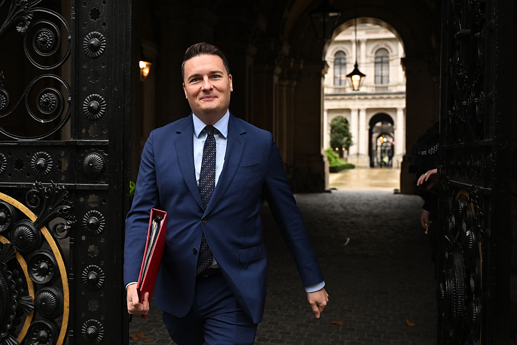 LONDON, ENGLAND - DECEMBER 9: Secretary of State for Health and Social Care, Wes Streeting, arrives to attend a weekly cabinet meeting at Downing Street on December 9, 2025 in London, England. (Photo Credit: Leon Neal/Getty Images)