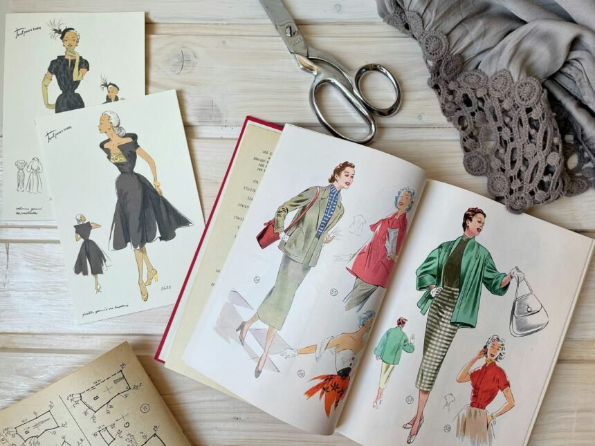 Photograph of a sketch book of a fashion apparel