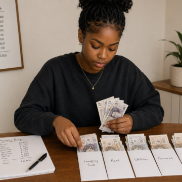 Personal finance budgeting and money management Young woman managing personal finances and budgeting