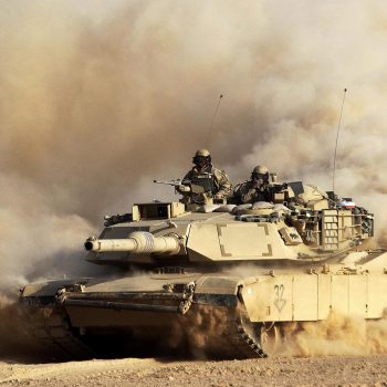 A U.S. Army 3rd Infantry Division M1/A1 Abrahams tank moves deeper into Iraqi territory March 23, 2003 south of the city of An Najaf. U.S. and Britis